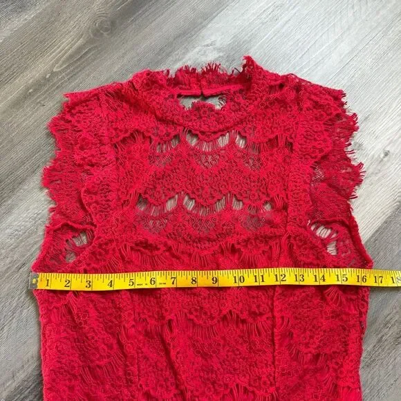 Free People Daydream Red Lace Dress NEW Large Open Back - Picture 9 of 10
